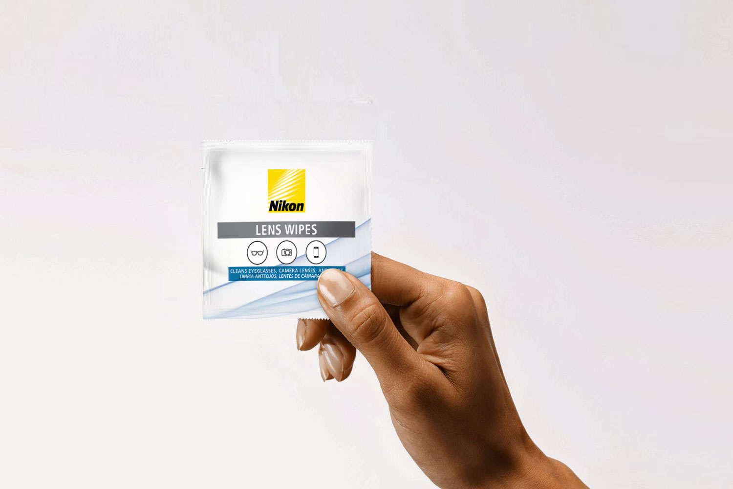 Box packaging design Nikon Lens wipes box packaging design